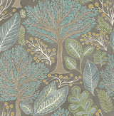 Kiah Taupe Forest Wallpaper with Whimsical Botanical Trees Pattern - Advantage 2980-26182