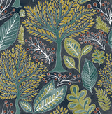 Kiah Blue Forest Wallpaper with Whimsical Botanical Trees Pattern - Advantage 2980-26186