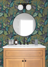 Kiah Blue Forest Wallpaper with Whimsical Botanical Trees Pattern - Advantage 2980-26186
