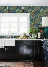 Kiah Blue Forest Wallpaper with Whimsical Botanical Trees Pattern - Advantage 2980-26186