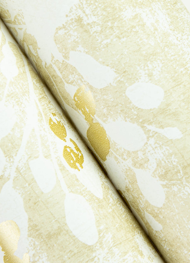 Dori Gold Painterly Floral Wallpaper with Metallic Abstract Botanical Motif - Advantage 2980-26188