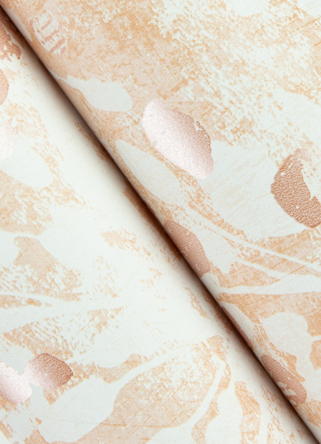Dori Blush Painterly Floral Wallpaper with Metallic Abstract Botanical Motif - Advantage 2980-26189