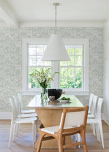 Dori Light Green Painterly Floral Wallpaper with Metallic Modern Botanical Abstract Motif - Advantage 2980-26191