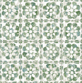 Izeda Green Floral Tile Wallpaper with Global Tile Motif - Advantage 2980-26193