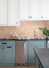 Izeda Coral Floral Tile Wallpaper with Global Floral Medallion Pattern - Advantage 2980-26194