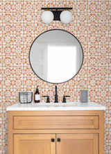 Izeda Coral Floral Tile Wallpaper with Global Floral Medallion Pattern - Advantage 2980-26194