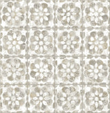 Izeda Taupe Floral Tile Wallpaper with Traditional Global Tile Motif - Advantage 2980-26195