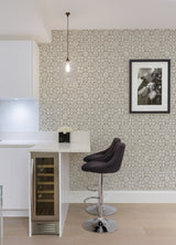 Izeda Taupe Floral Tile Wallpaper with Traditional Global Tile Motif - Advantage 2980-26195