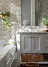 Izeda Taupe Floral Tile Wallpaper with Traditional Global Tile Motif - Advantage 2980-26195