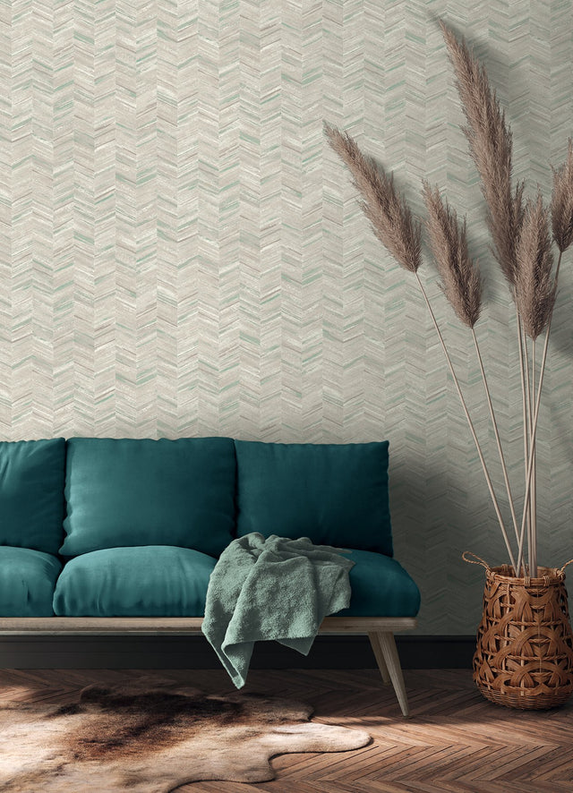 Tatlin Grey Chevron Wallpaper with Farmhouse Graphics in Non Woven Paste-the-Wall Style - Advantage 2980-38309-4