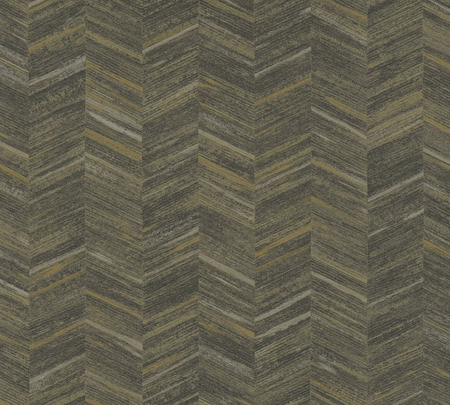 Tatlin Brown Chevron Wallpaper with Farmhouse Graphics Pattern - Brewster 2980-38309-7