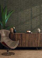 Tatlin Brown Chevron Wallpaper with Farmhouse Graphics Pattern - Brewster 2980-38309-7