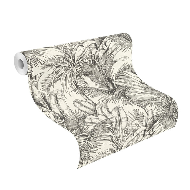 Serra White Palm Wallpaper in White with Textured Tropical Botanical Palm Pattern - Advantage 2980-478013