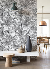 Serra White Palm Wallpaper in White with Textured Tropical Botanical Palm Pattern - Advantage 2980-478013