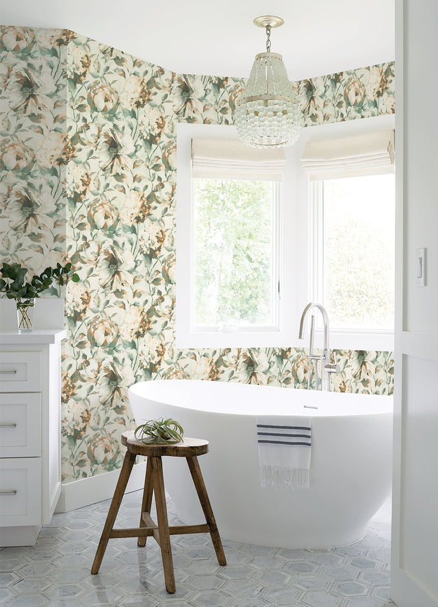 Attia Light Blue Floral Wallpaper with Glam Botanical Flowers - Advantage 2980-485134
