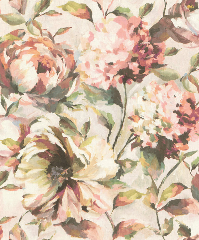 Attia Blush Floral Wallpaper with Raised Ink Texture - Brewster 2980-485158