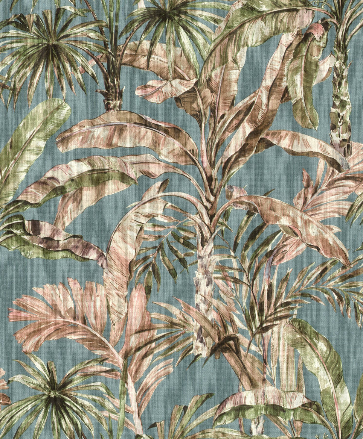 Calle Light Blue Tropical Wallpaper with Botanical Palm Motif, Raised Ink Textured - Advantage 2980-485257