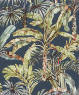 Calle Blue Tropical Textured Wallpaper with Botanical Palm Motif - Advantage 2980-485288