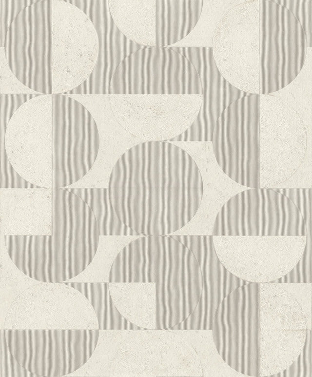Barcelo Light Grey Circles Wallpaper with Modern Geometric Pattern, Textured Raised Ink - Brewster 2980-521313