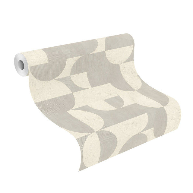 Barcelo Light Grey Circles Wallpaper with Modern Geometric Pattern, Textured Raised Ink - Brewster 2980-521313