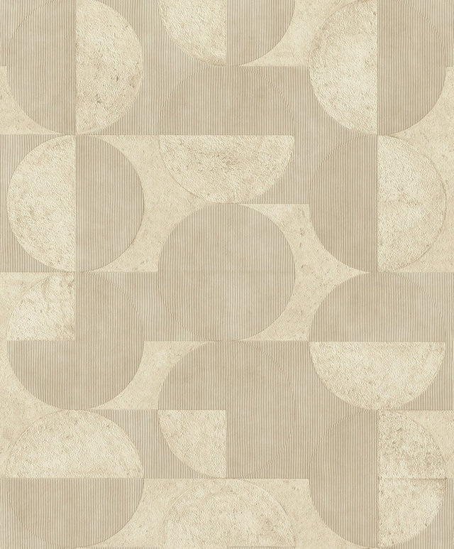 Barcelo Beige Circles Wallpaper with Modern Geometric Pattern - Brewster 2980-521337
