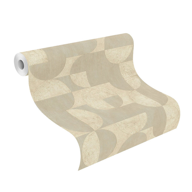 Barcelo Beige Circles Wallpaper with Modern Geometric Pattern - Brewster 2980-521337