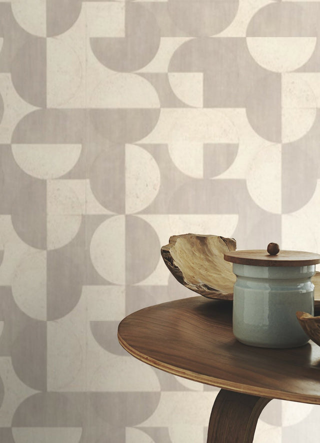 Barcelo Beige Circles Wallpaper with Modern Geometric Pattern - Brewster 2980-521337