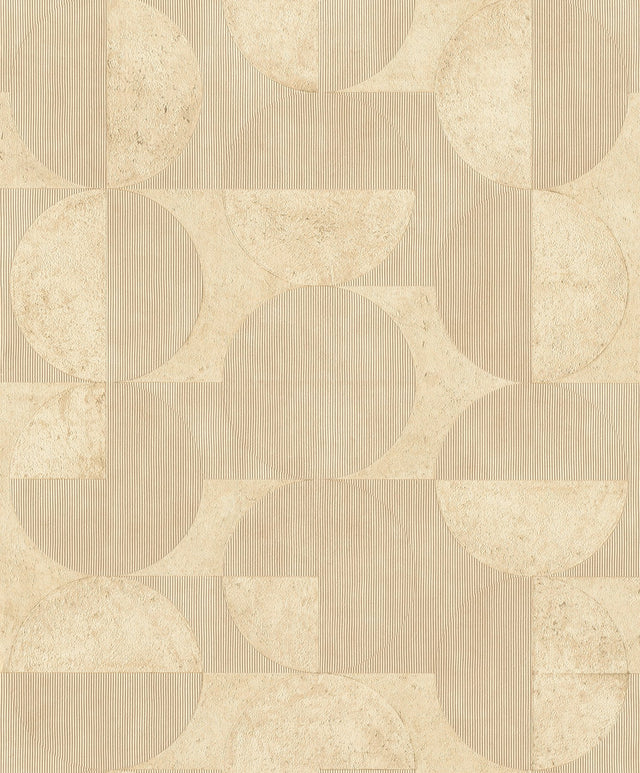 Barcelo Light Brown Circles Wallpaper with Textured Geometric Pattern - Advantage 2980-521344