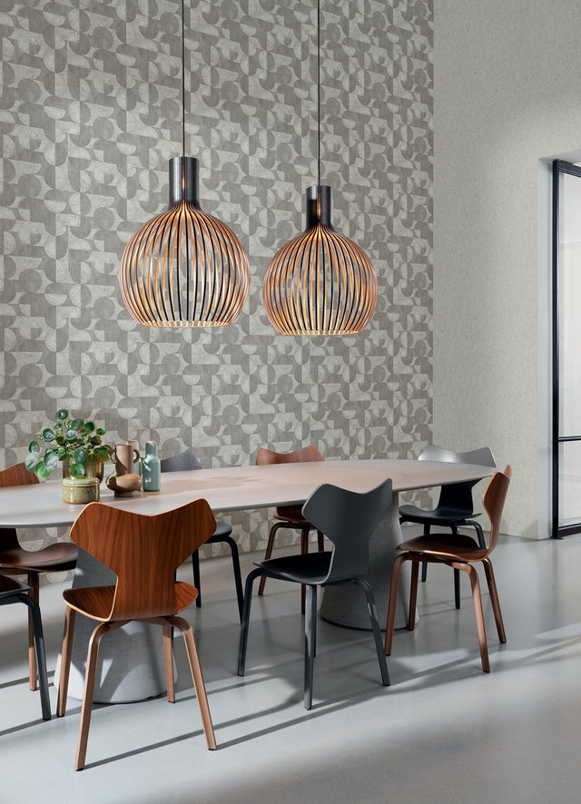 Barcelo Grey Circles Wallpaper with Modern Geometric Pattern - Advantage 2980-521351