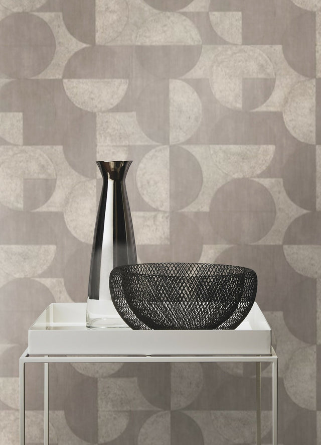 Barcelo Grey Circles Wallpaper with Modern Geometric Pattern - Advantage 2980-521351