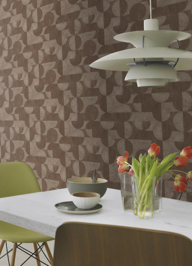Barcelo Brown Circles Geometric Textured Wallpaper - Advantage 2980-521368