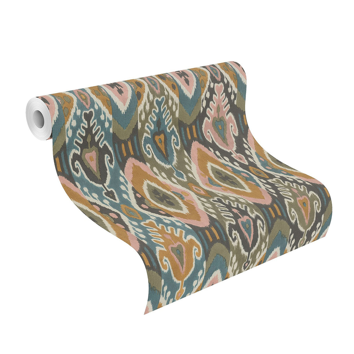 Villon Mustard Ikat Wallpaper with Bohemian Global Pattern - Brewster 2980-560572