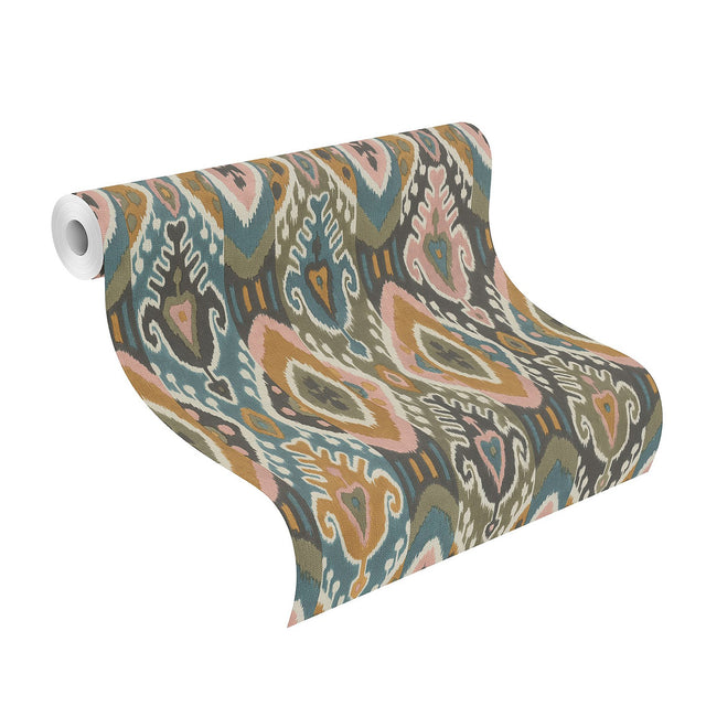 Villon Mustard Ikat Wallpaper with Bohemian Global Pattern - Brewster 2980-560572