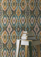 Villon Mustard Ikat Wallpaper with Bohemian Global Pattern - Brewster 2980-560572