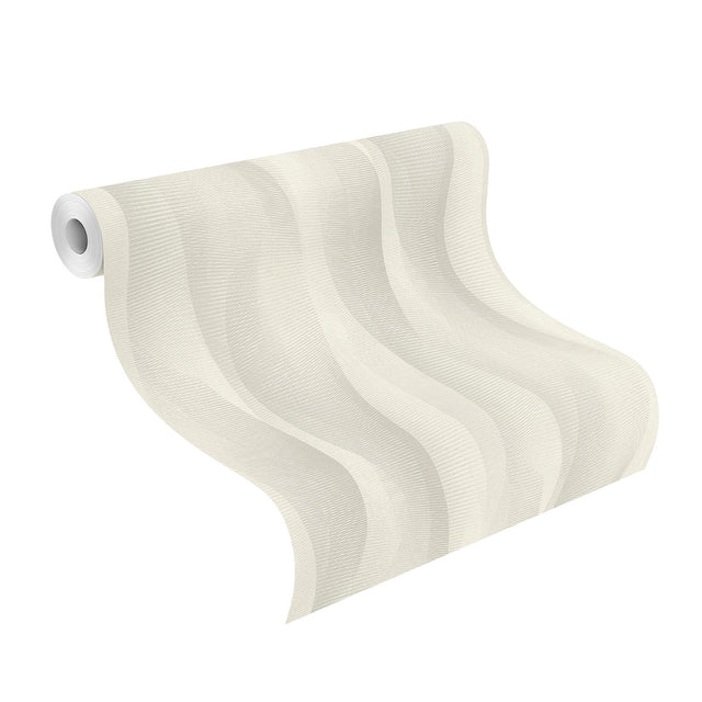 Currin Light Grey Wave Wallpaper with Raised Ink Textured Abstract Modern Pattern - Brewster 2980-651508