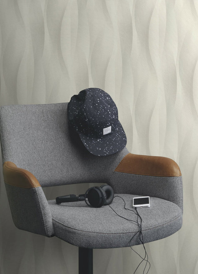 Currin Light Grey Wave Wallpaper with Raised Ink Textured Abstract Modern Pattern - Brewster 2980-651508