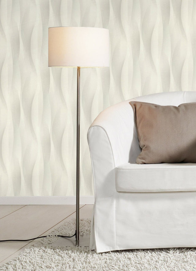 Currin Light Grey Wave Wallpaper with Raised Ink Textured Abstract Modern Pattern - Brewster 2980-651508