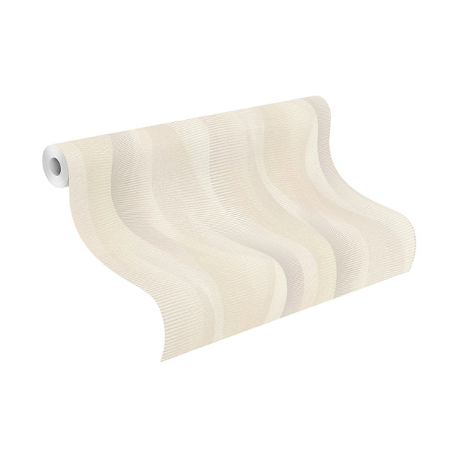 Currin Neutral Wave Wallpaper in Neutral Abstract Modern Raised Ink Texture - Advantage 2980-651515