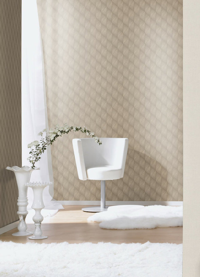 Miro Brown Geo Wallpaper with Textured Metallic Geometric Pattern - Advantage 2980-687934