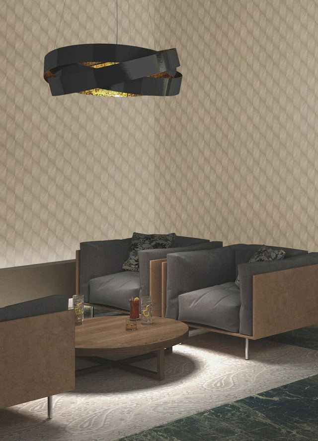 Miro Brown Geo Wallpaper with Textured Metallic Geometric Pattern - Advantage 2980-687934