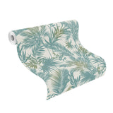 Saura Teal Frond Wallpaper with Tropical Botanical Leaf Pattern, Raised Ink Textured - Advantage 2980-704112