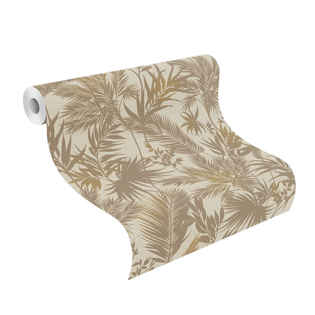 Saura Brown Frond Wallpaper with Tropical Botanical Leaves Motif - Advantage 2980-704136