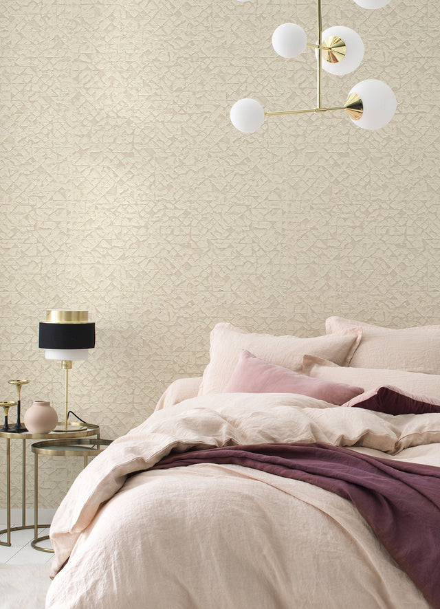 Arbus Cream Geo Textured Wallpaper with Modern Geometric Pattern - Advantage 2980-704334