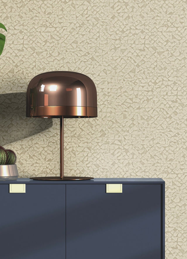 Arbus Beige Geo Wallpaper with Textured Geometric Pattern - Advantage 2980-704341