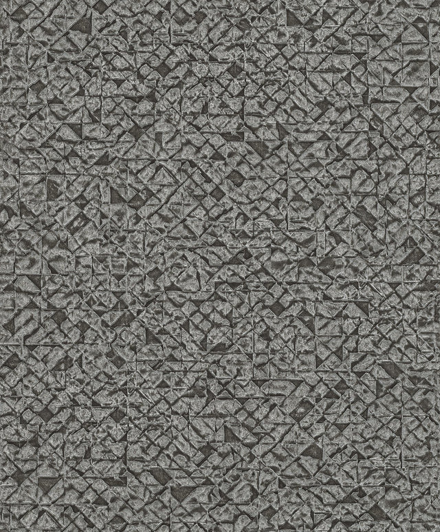 Arbus Black Geo Wallpaper with Metallic Textured Geometric Pattern - Advantage 2980-704358