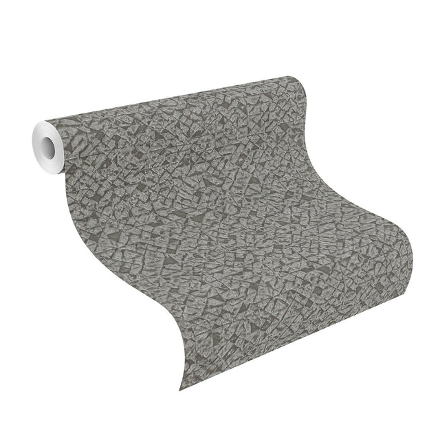 Arbus Black Geo Wallpaper with Metallic Textured Geometric Pattern - Advantage 2980-704358
