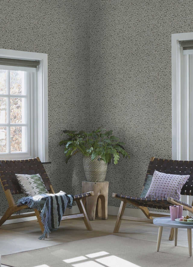 Arbus Black Geo Wallpaper with Metallic Textured Geometric Pattern - Advantage 2980-704358