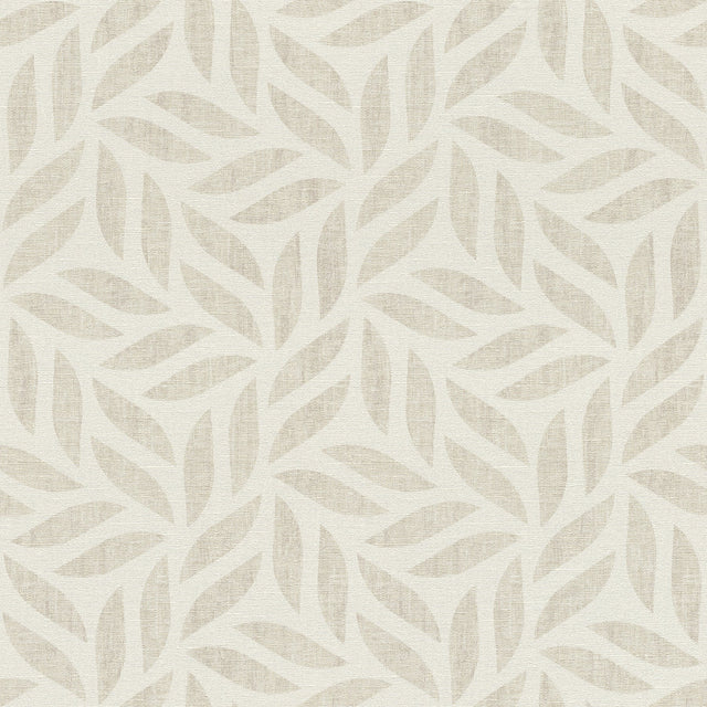 Sagano Taupe Leaf Wallpaper with Raised Ink Textured Botanical Motif - Advantage 2980-704624