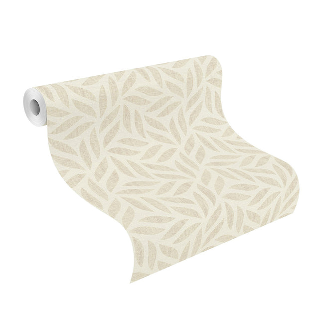 Sagano Taupe Leaf Wallpaper with Raised Ink Textured Botanical Motif - Advantage 2980-704624
