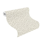 Sagano Light Grey Leaf Wallpaper with Raised Ink Botanical Texture - Advantage 2980-704631